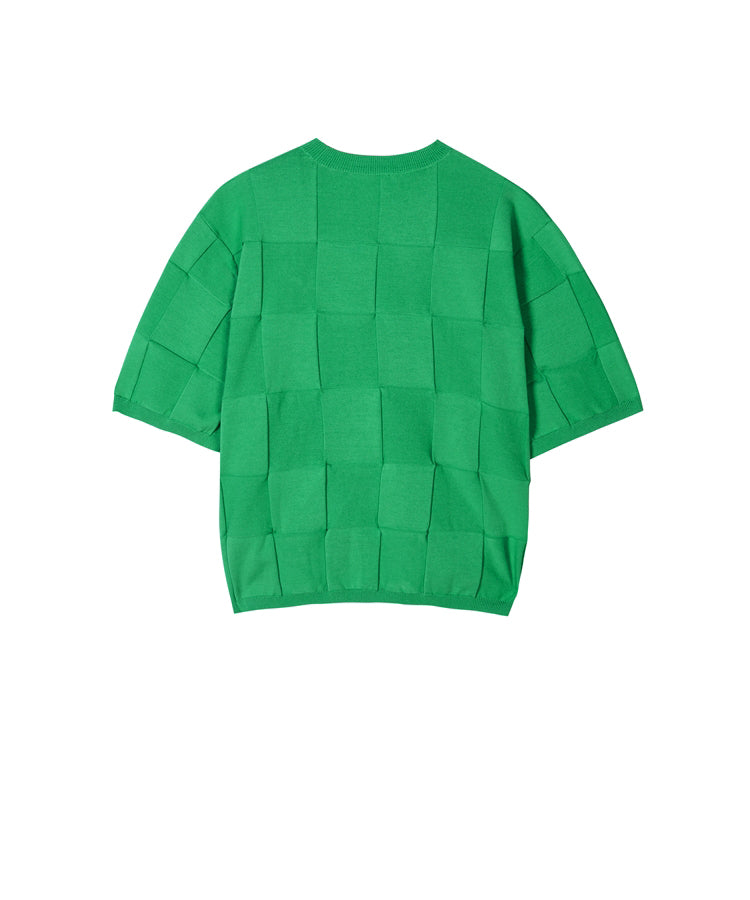 Square Bumpy Cotton-blend Knitted Sweater