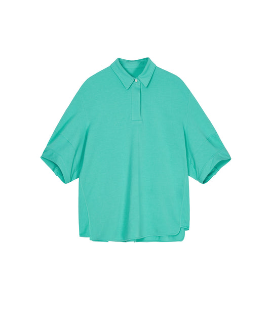 Loose-fit Half-placket Cotton-jersey Top