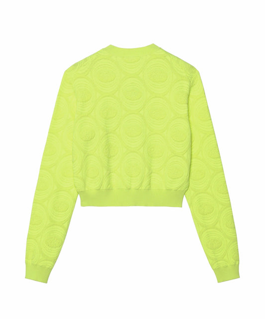 Eye-catching Matelasse Onion-graphic Cotton-blend Cardigan