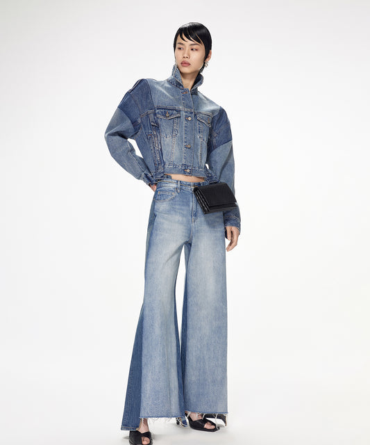Deconstructed Cropped Denim Jacket