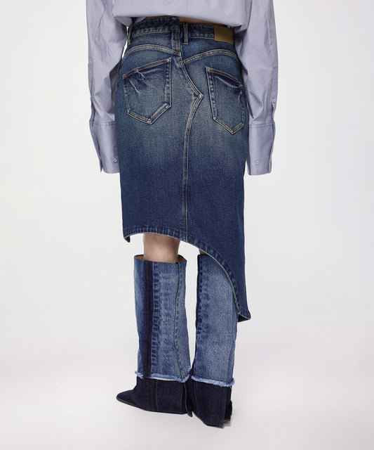 Asymmetric Denim Skirt
