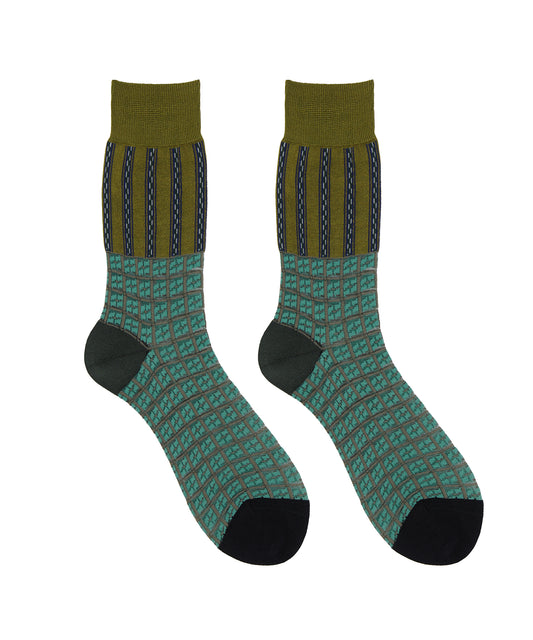 Color-block Stripe and Plaid Nylon Socks