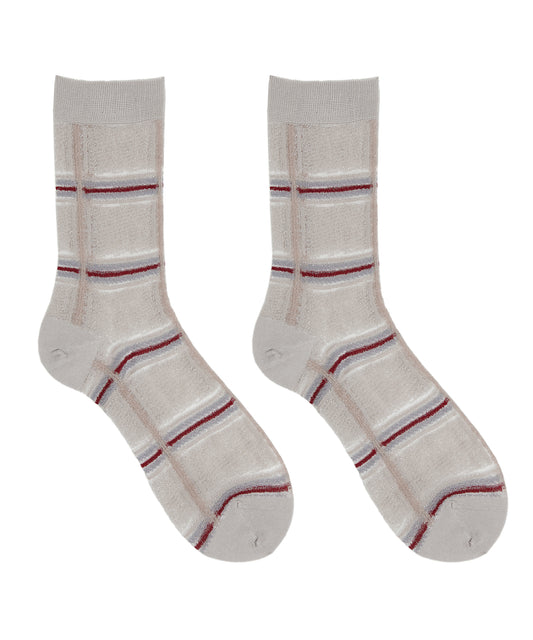 Windowpane-check Nylon Socks
