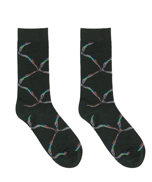 Diamond Plaid-jacquard Stretch Cotton-blend Socks