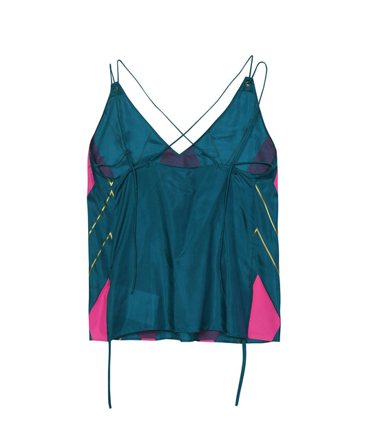 Geometric Wave Silk Cami Top