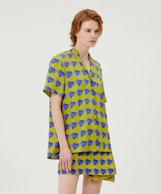 Tattoo Heart-print Cotton-poplin Shirt