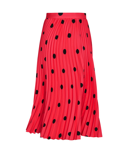 Polka-dot Wavy-pleated Polyester Skirt