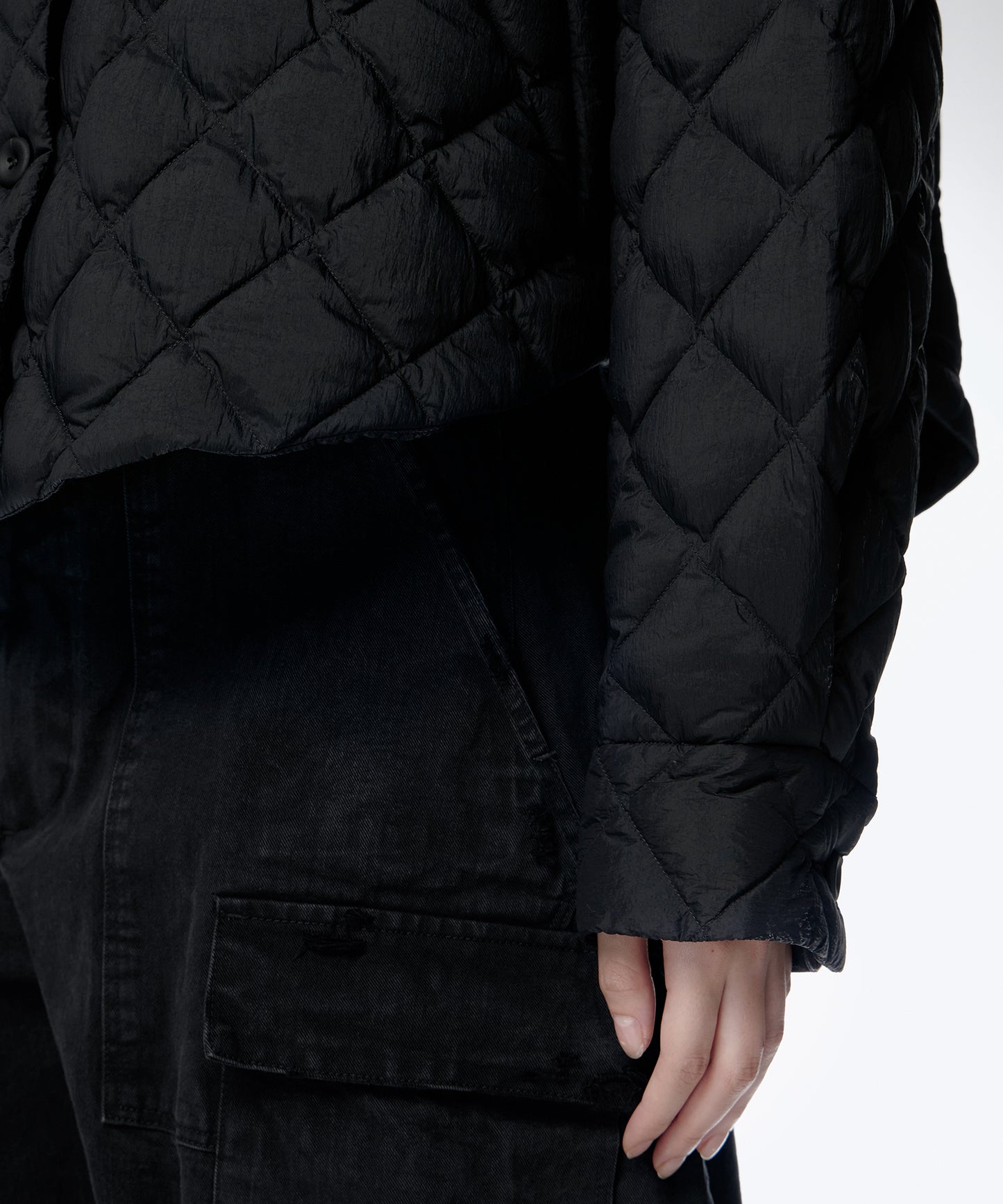Diamond-quilted Cropped Jacket