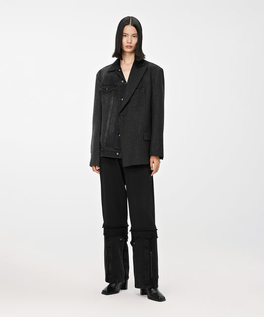 Spliced Straight-leg Jeans