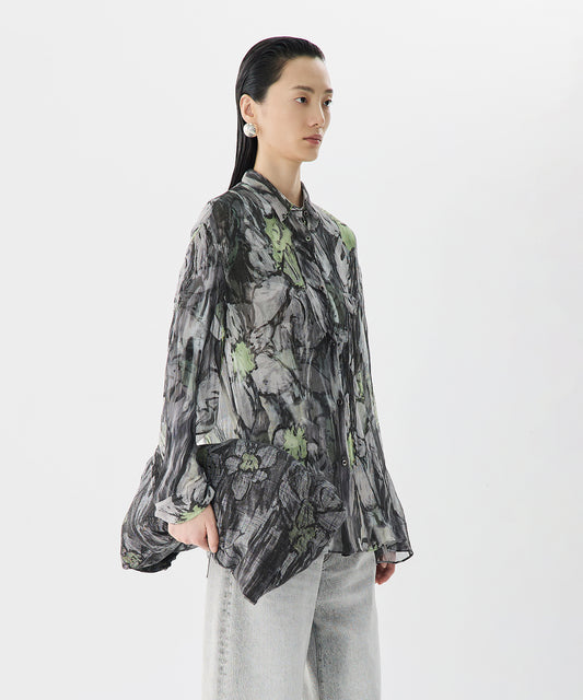Abstract Petal Silk Shirt