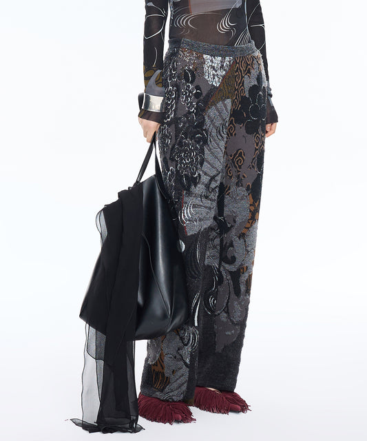 Oriental Jacquard Knit Trousers