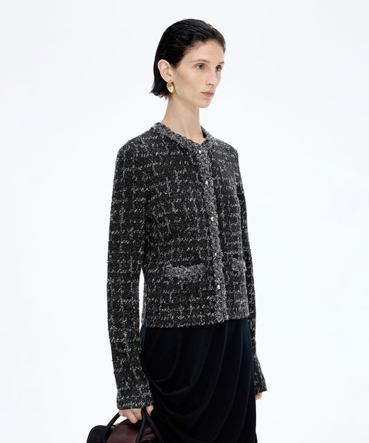 Modern Houndstooth Knit Jacket