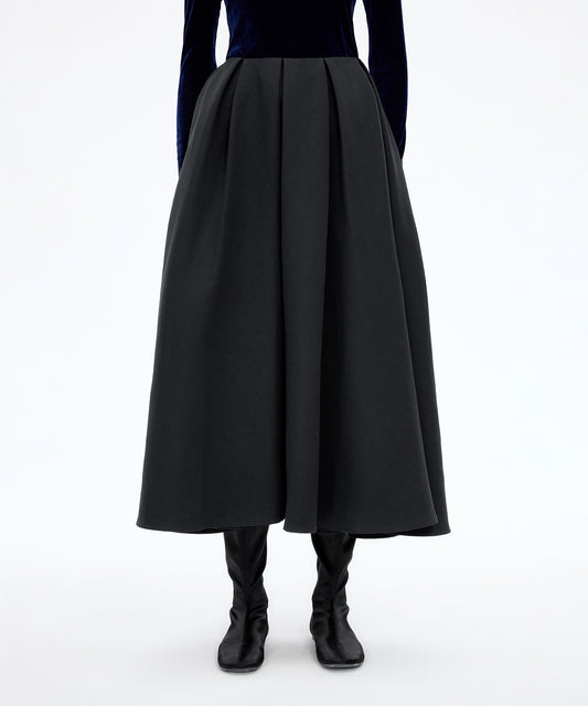 Box Pleated Flare Skirt