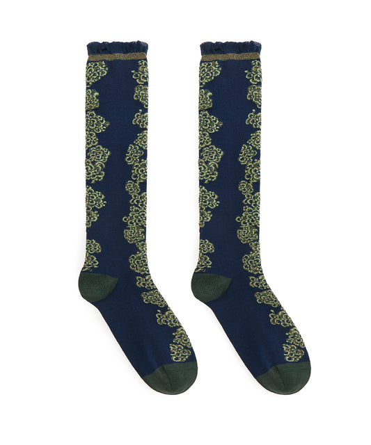 Floral Shimmer Knee Socks
