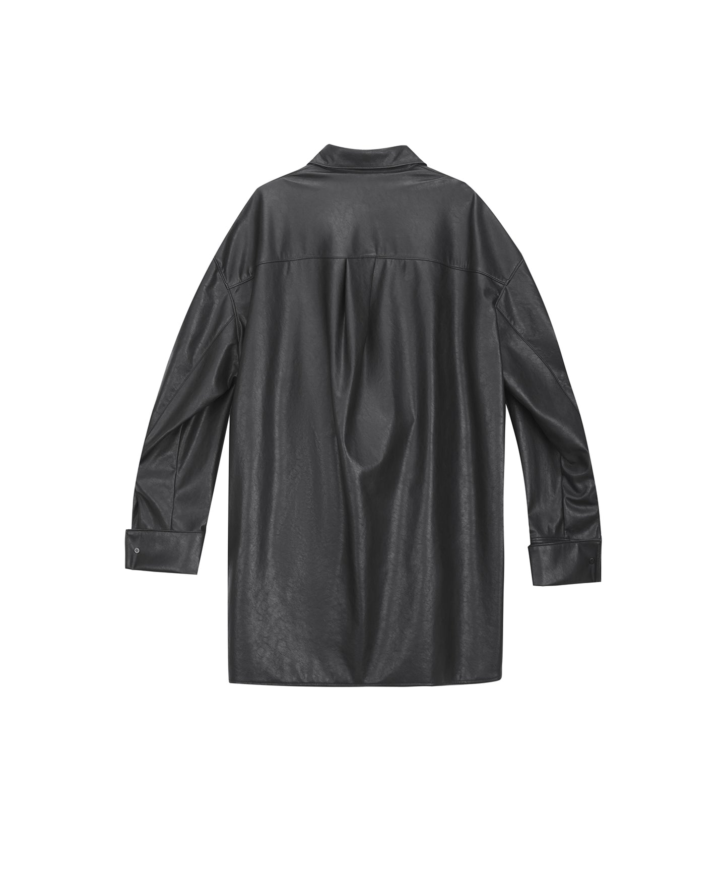 Faux Leather Shirt Dress
