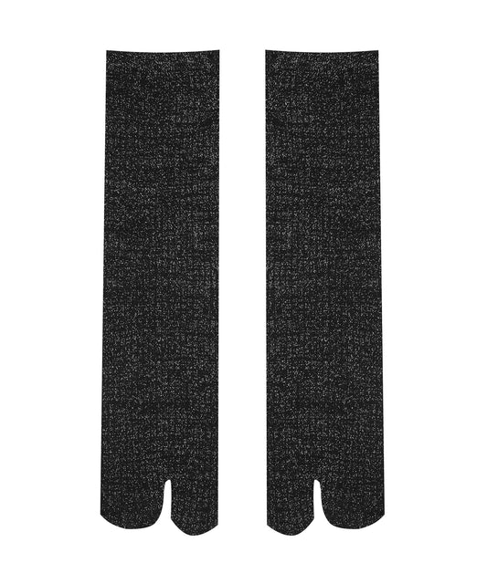 Silver Lame Ribbed Split-toe Socks