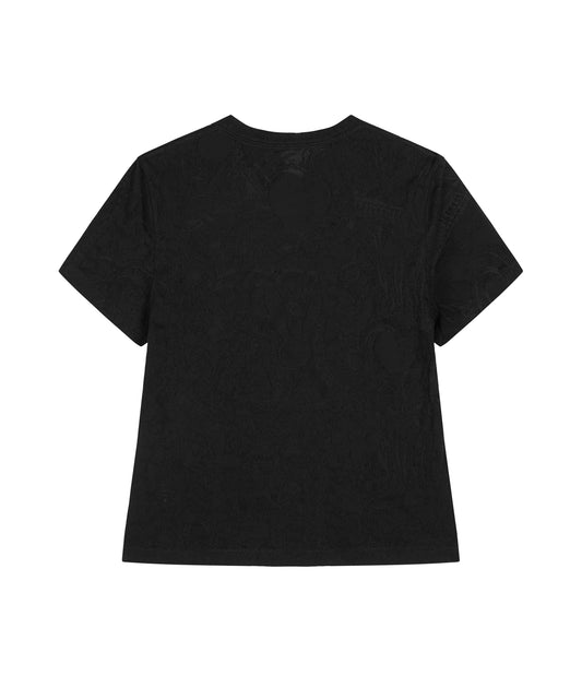 Flocked-print Abstract Jewelry Cropped T-shirt