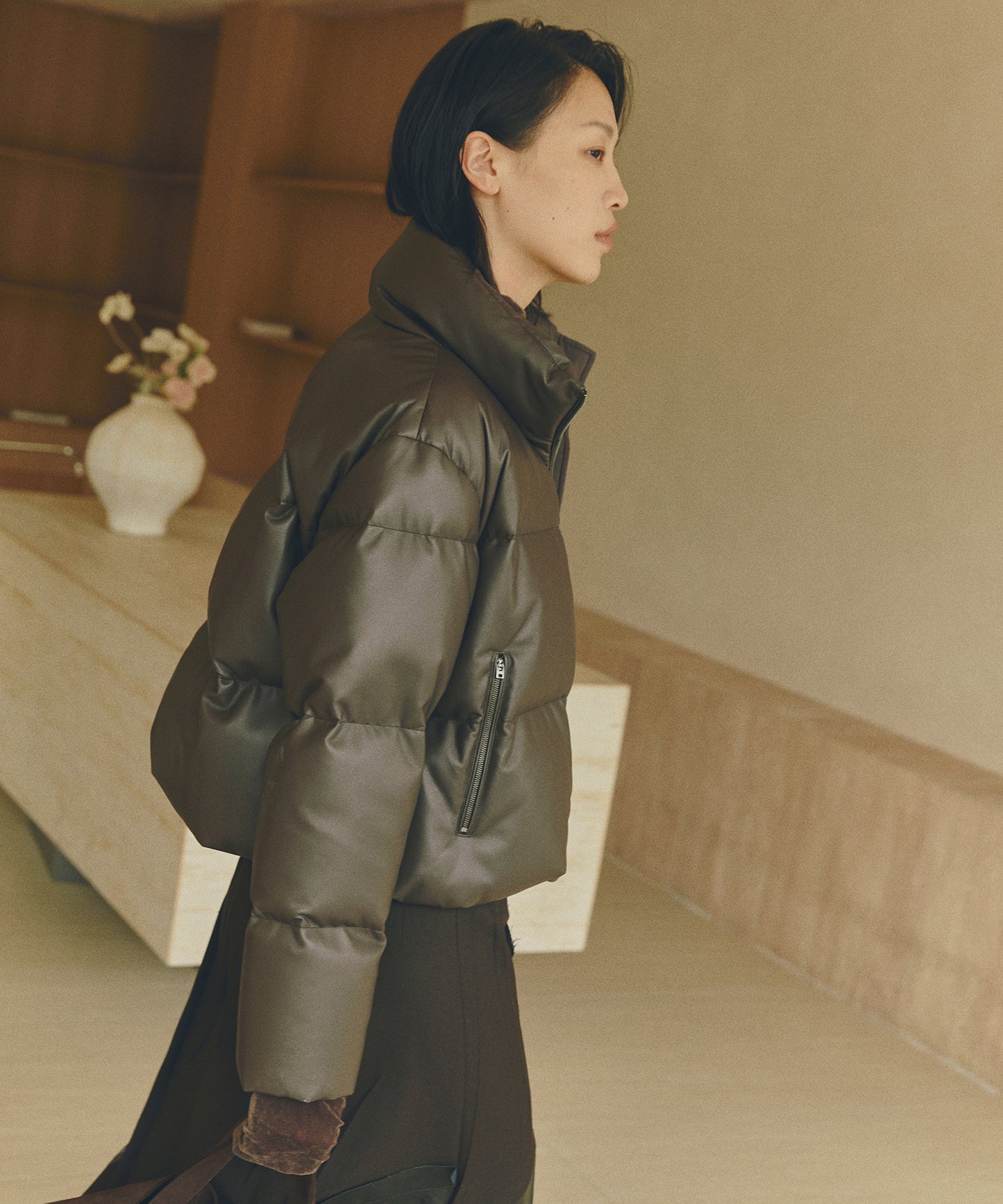 Faux Leather Short Down