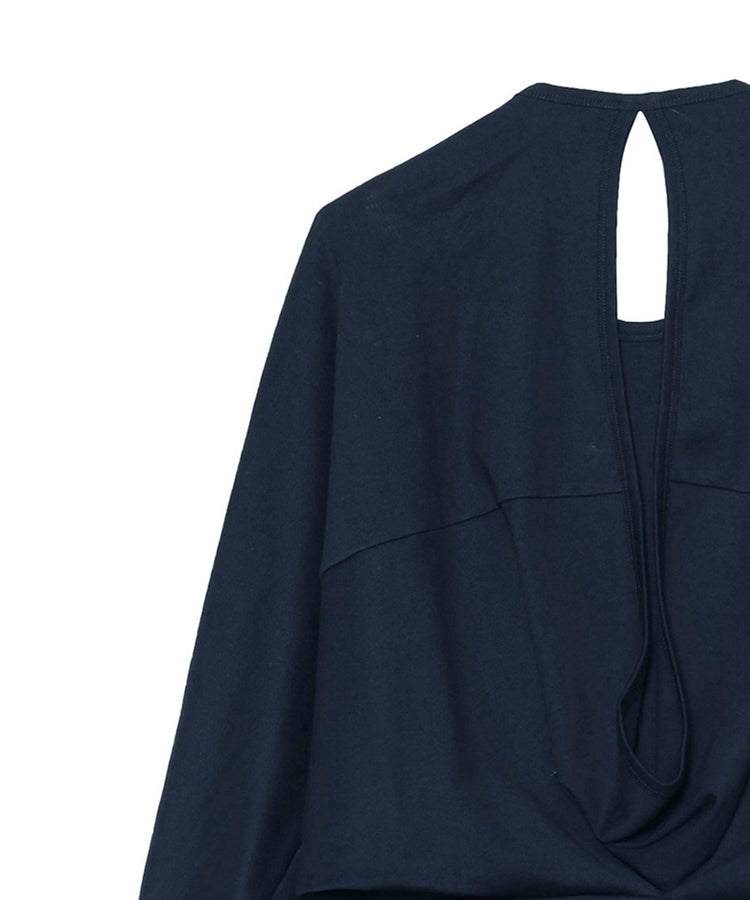 Bat-shaped Sleeves Cotton-jersey Dress