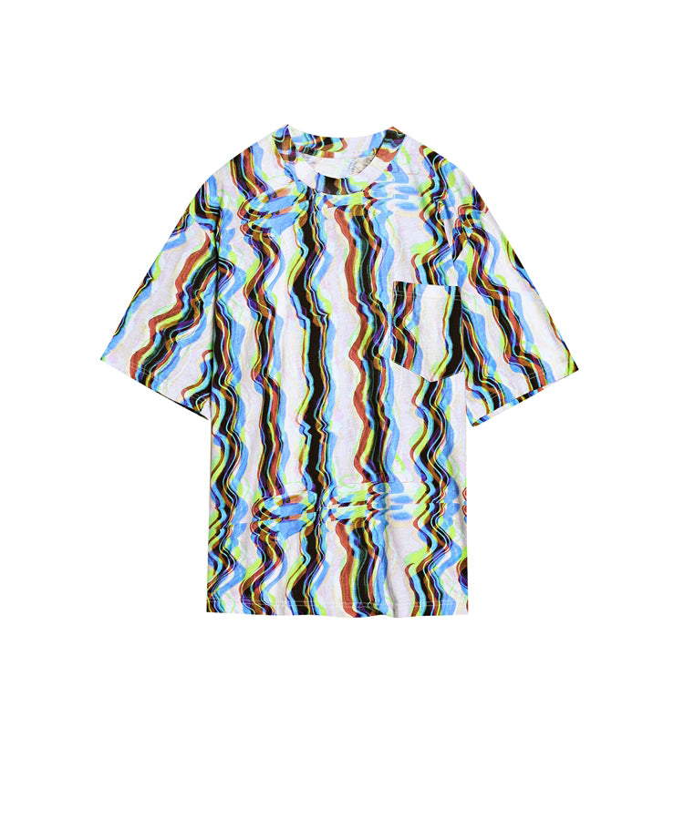 Dizzy-effect Color Bar T-shirt