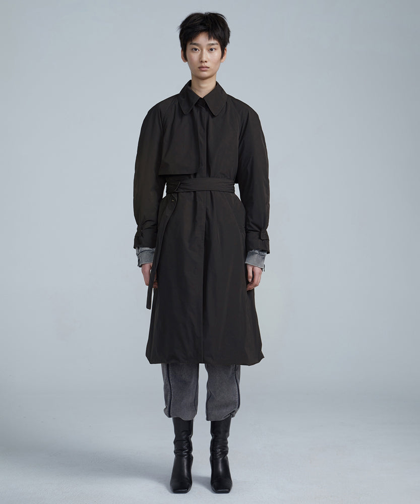 Water Repellent Belted Down-filled Coat