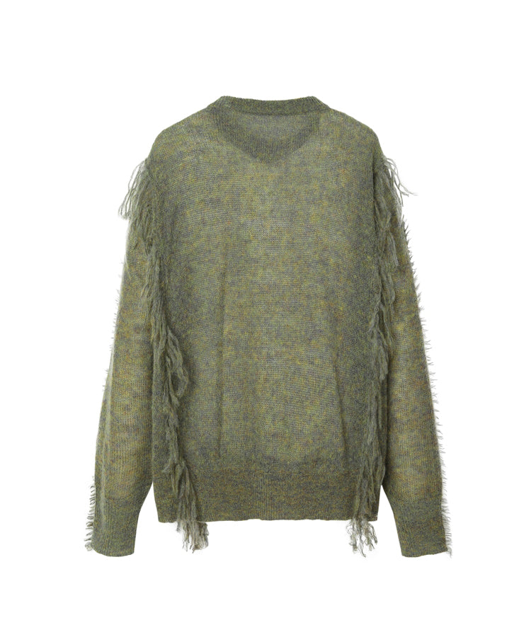 Fringed Crew-neck Wool-blend Sweater