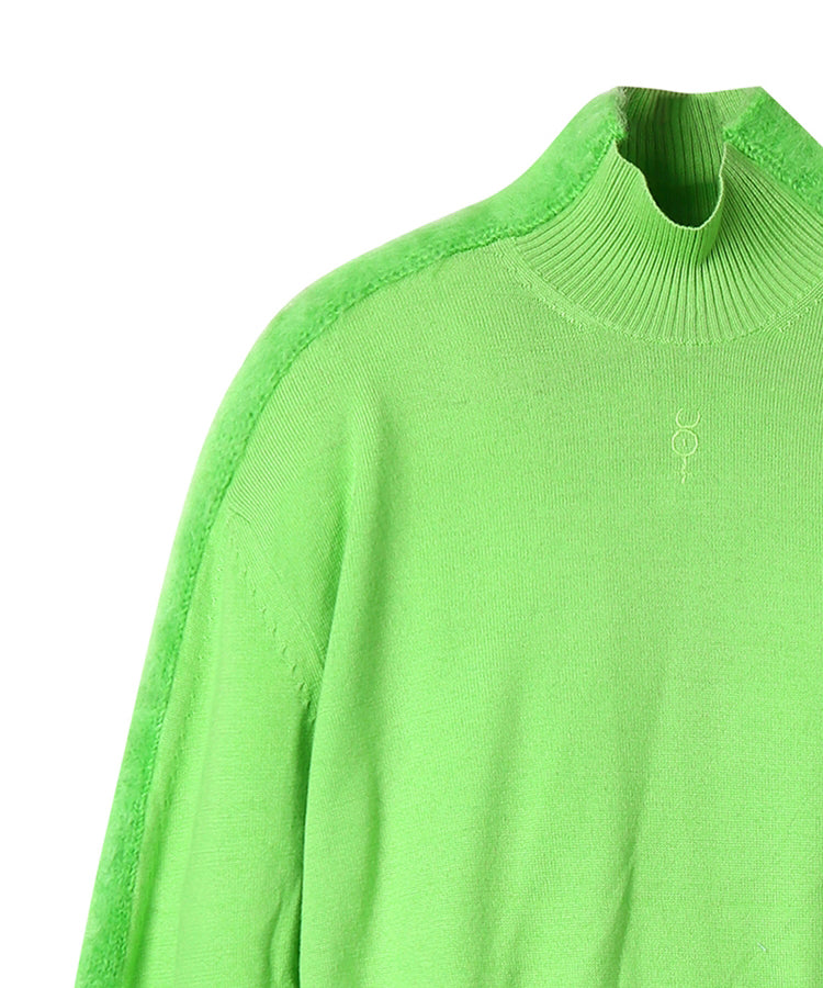 Fleece-detail High-neck Knitted Sweater