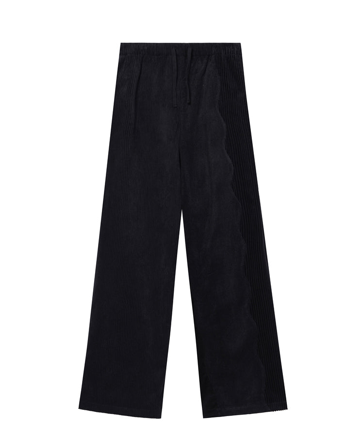 Low-key Drawstring-waist Corduroy Wide-leg Trousers