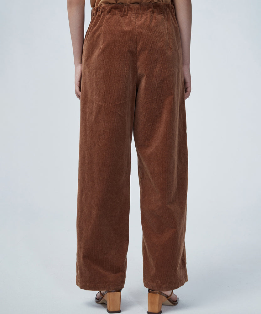 Low-key Drawstring-waist Corduroy Wide-leg Trousers