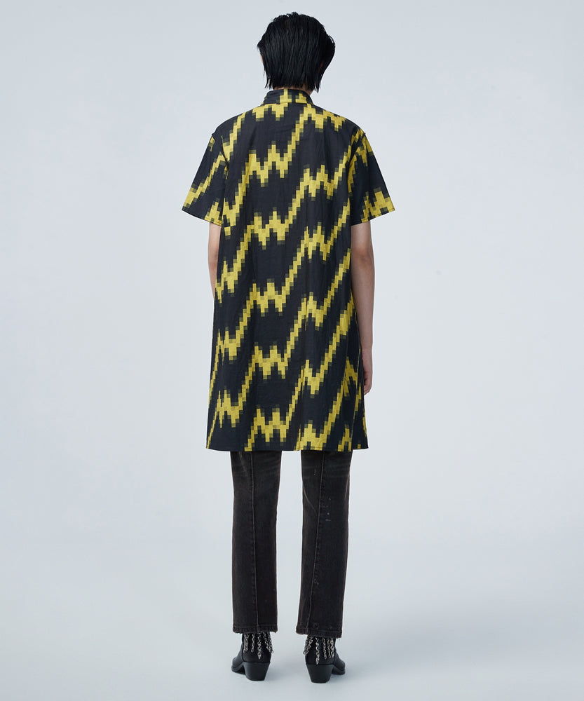 Pixel Wavy Geometrical Cotton Shirt Dress