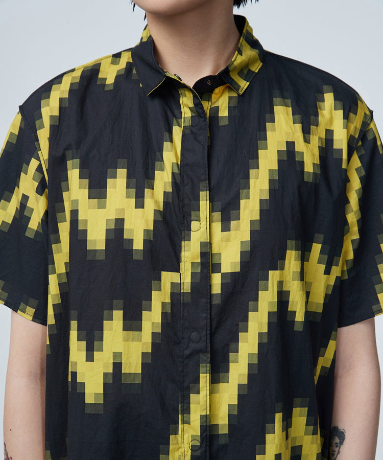 Pixel Wavy Geometrical Cotton Shirt Dress
