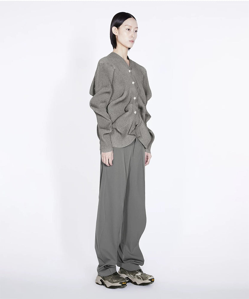 3D Structured Wool-blend Trousers