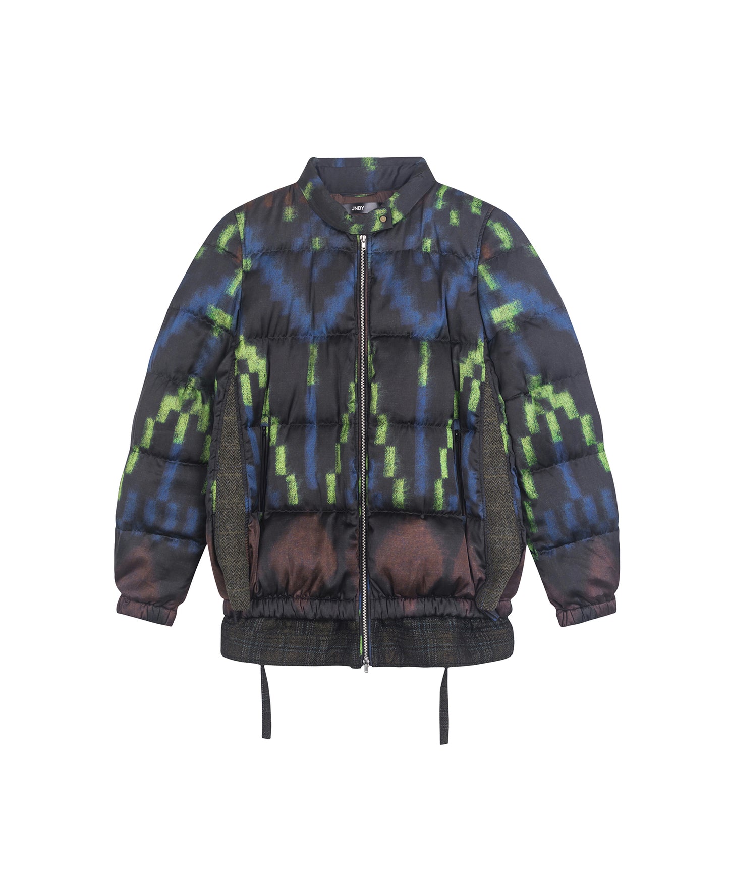 Fake Two-piece Geometric-print Down Jacket