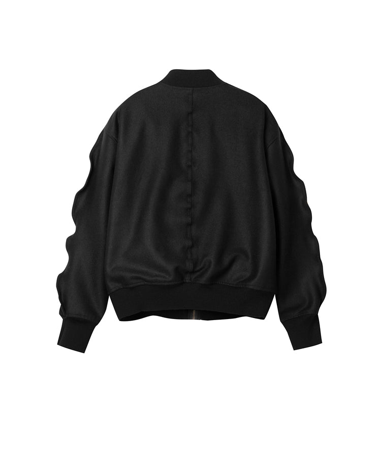 Curved 3D Wool Bomber Jacket