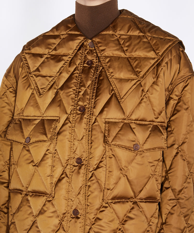 Diamond Lattice Point-collar Quilted Down Jacket