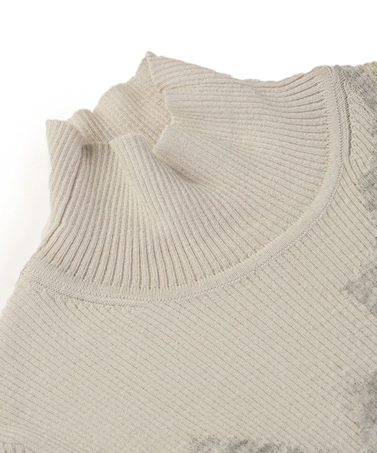 Patchwork Slim-fit Ribbed Wool-blend Sweater