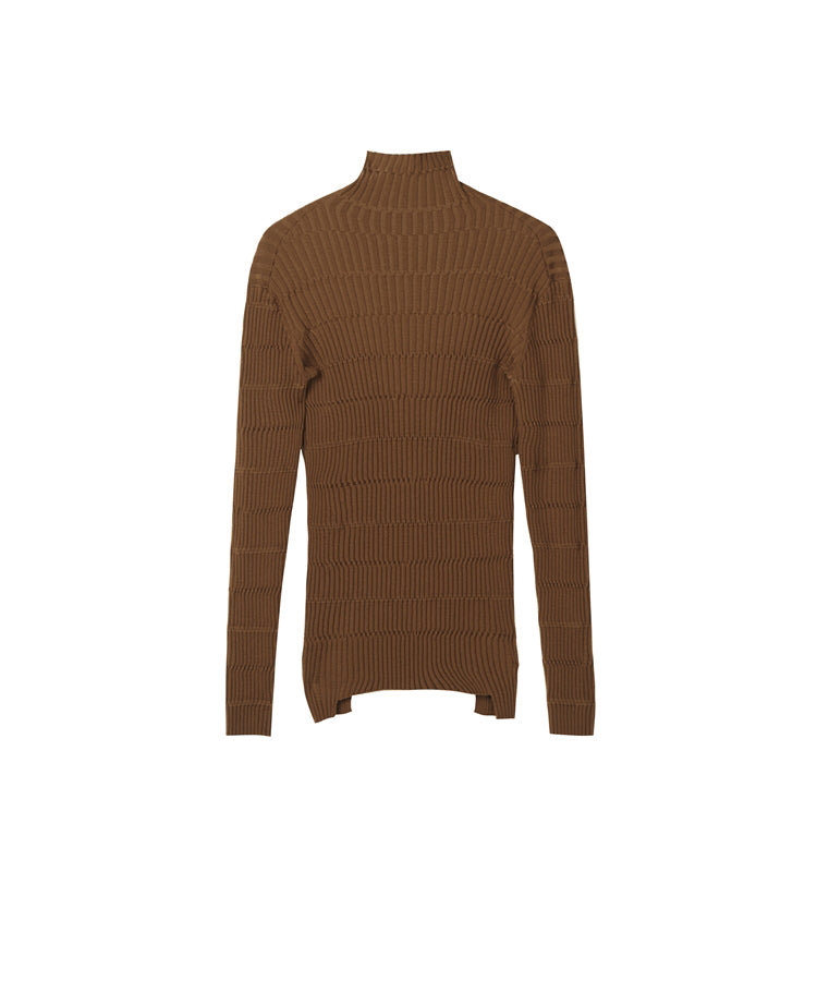 Pleated Style High-neck Wool-blend Sweater