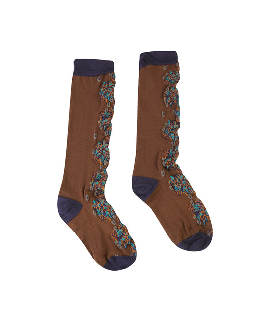 Flower Intarsia Stretch-cotton Socks