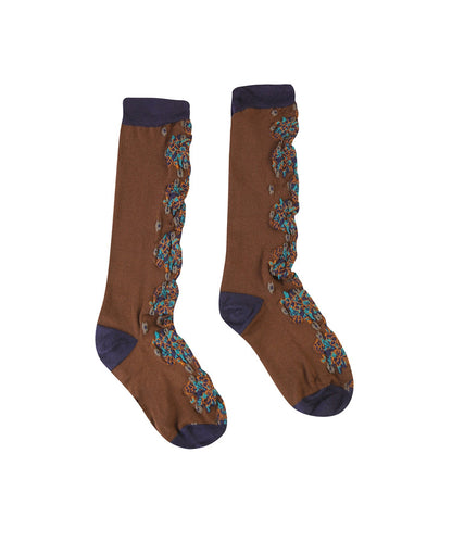 Flower Intarsia Stretch-cotton Socks