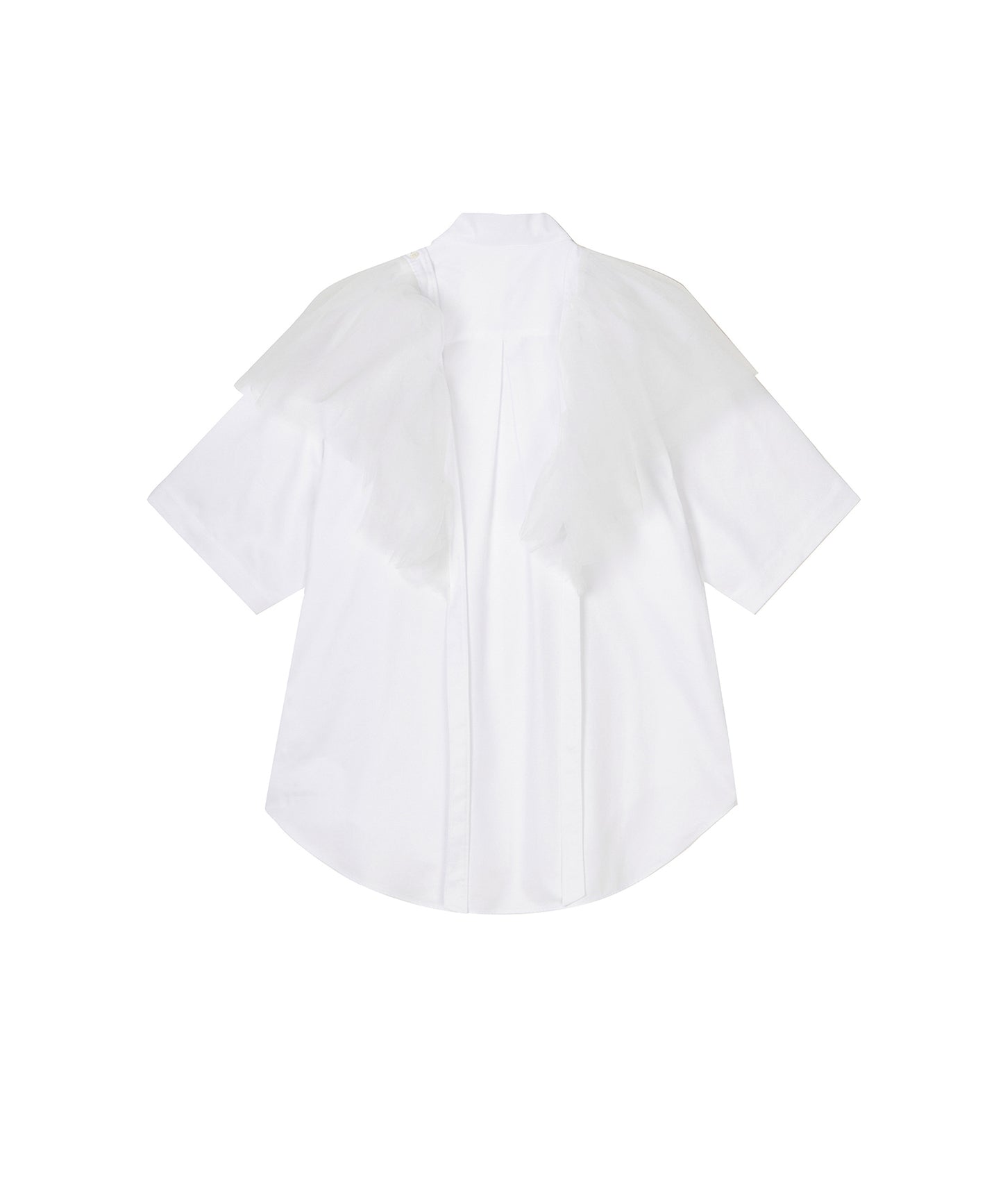 Mesh Bow Cotton Shirt