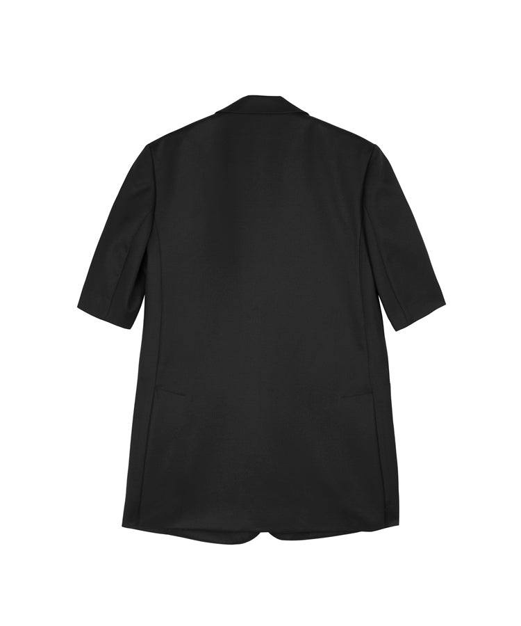 Single-breasted Short-sleeve Wool-blend Blazer