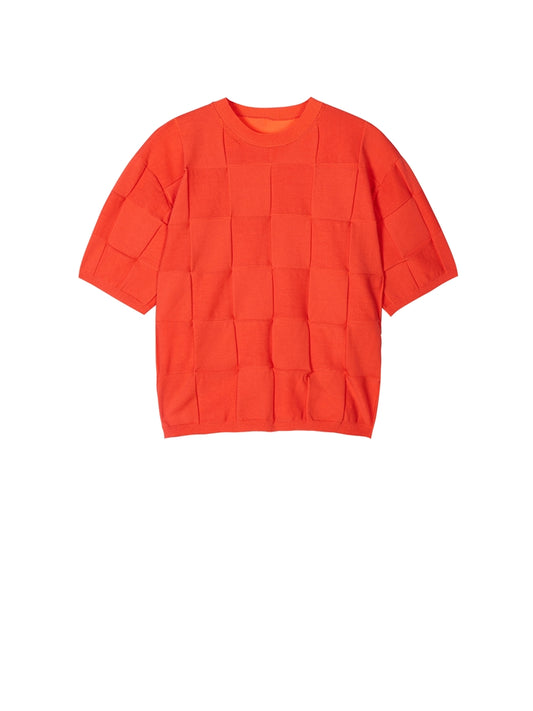 Square Bumpy Cotton-blend Knitted Sweater