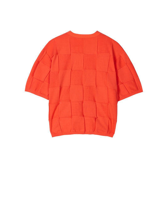 Square Bumpy Cotton-blend Knitted Sweater