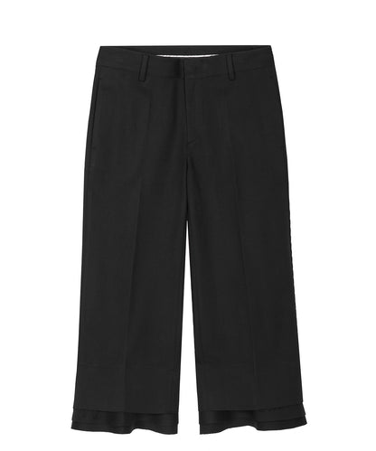 Multi-layer Cropped Cotton-stretch Trousers