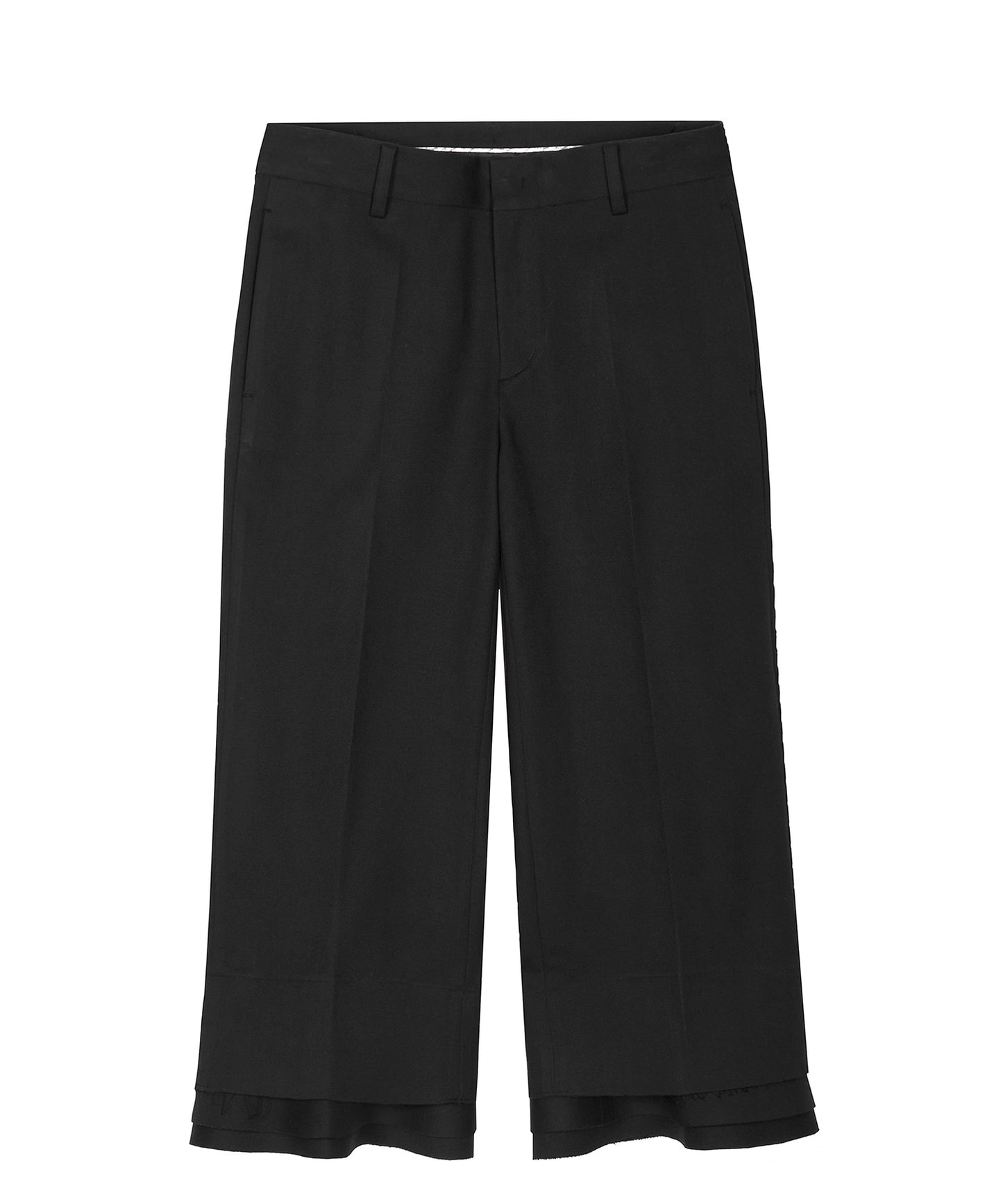 Multi-layer Cropped Cotton-stretch Trousers