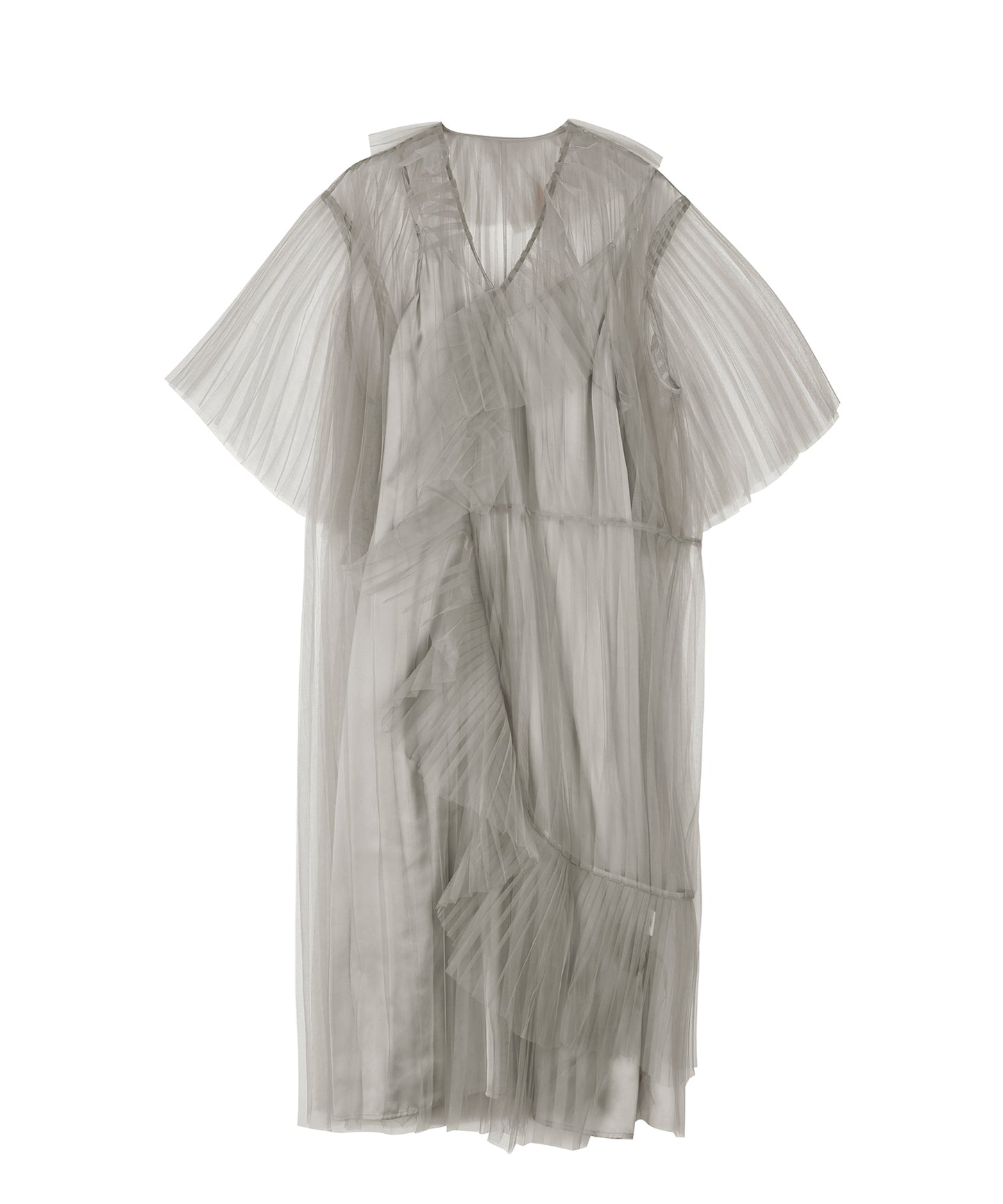 V-neck 3D Pleated Tulle Dress