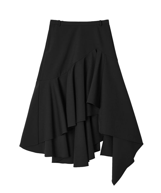 Asymmetric Hem Stretch-nylon Midi Skirt