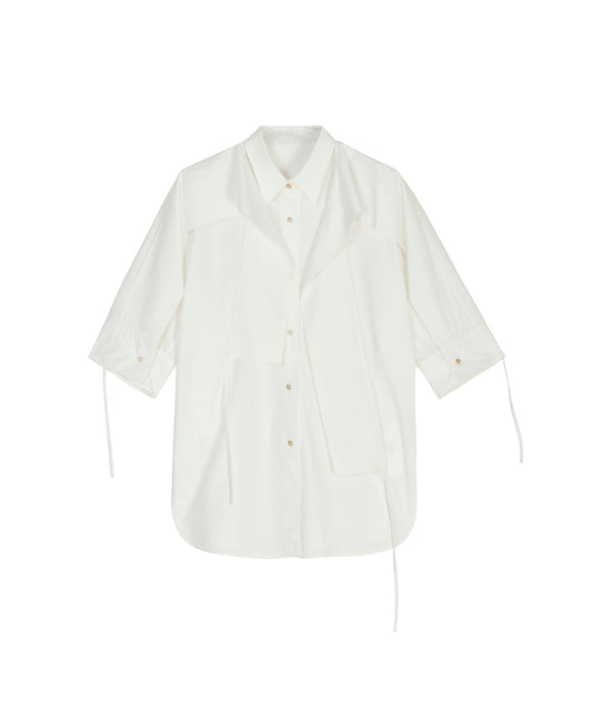 Patchwork and Webbing Stretch-cotton Shirt