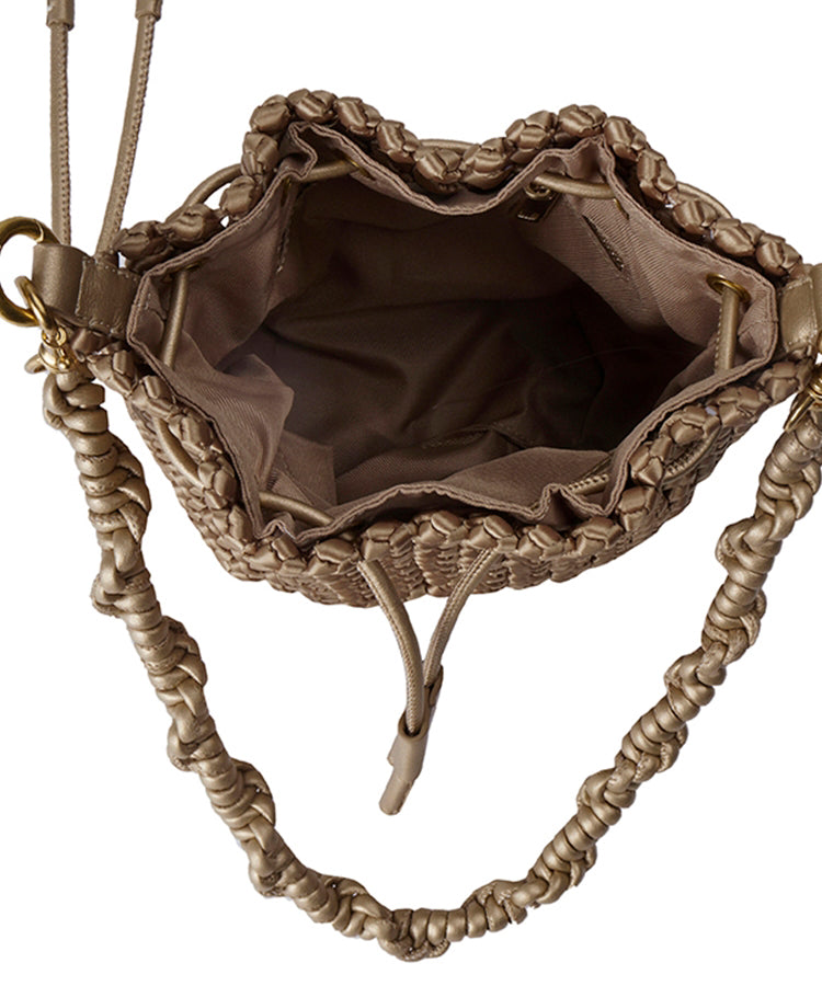 Drawstring Rope Woven-polyester Bucket Bag