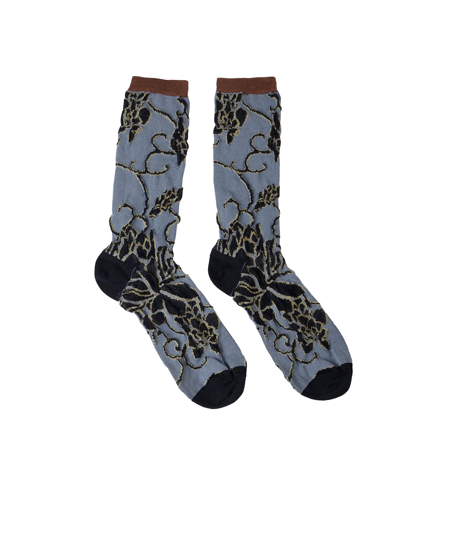 Oriental Floral-pattern Cotton-blend Socks